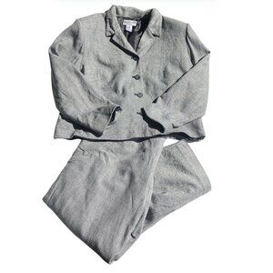Vintage Pendleton Wool Silk Blend Pant Suit Set Gray Size 16W Blazer / 18W Pants